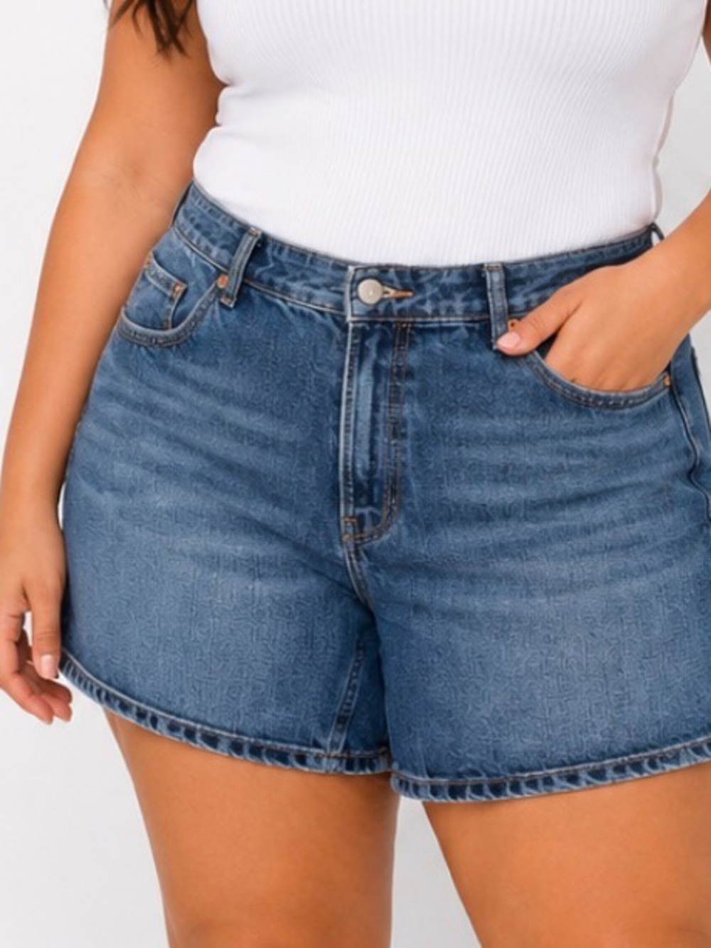 Zara Classic High-Waist Denim Shorts stretch SZ 14 relaxed medium thigh length